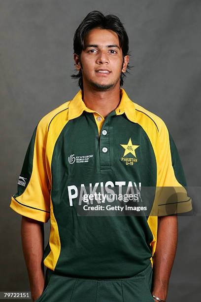 Imad Wasim of Pakistan poses during the ICC U/19 Cricket World Cup official team photo calls at the Sunway Hotel on February 12, 2008 in Kuala...