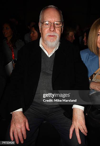 Sir Peter Blake at the Betty Jackson Runway show part of London Fashion Week A/W 2008/09 at the Natural History Museum on February 12, 2008 in...