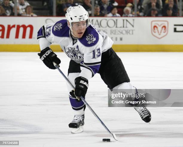 Michael Cammalleri of the Los Angeles Kings skates against the Pittsburgh Penguins on February 9, 2008 at Mellon Arena in Pittsburgh, Pennsylvania.