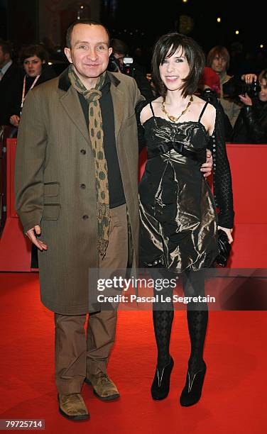 Eddie Marsan and Sally Hawkins attend the 'Happy-Go-Lucky' Premiere as part of the 58th Berlinale Film Festival at the Berlinale Palast on February...