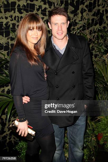 Footballer Wayne Bridge and his wife arrive at the UK gala premiere of 'Rambo' at the Vue cinema, Leicester Square on February 12, 2008 in London,...