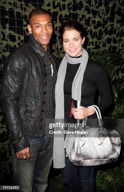 Footballer Marcus Bent and actress Gemma Atkinson arrive at the UK gala premiere of 'Rambo' at the Vue cinema, Leicester Square on February 12, 2008...