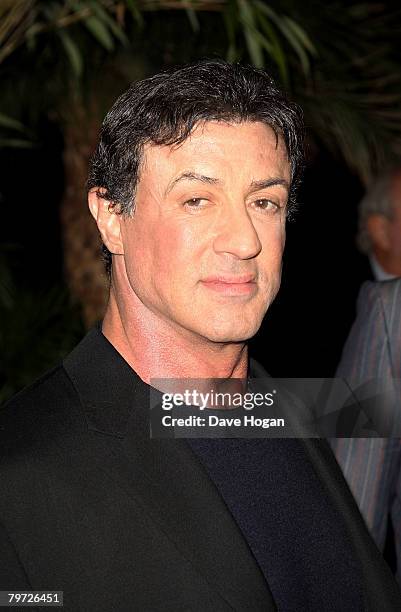 Actor Sylvester Stallone arrives at the UK gala premiere of 'Rambo' at the Vue cinema, Leicester Square on February 12, 2008 in London, England.