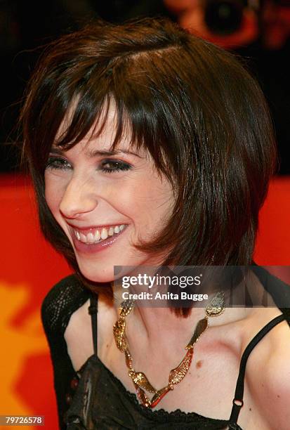 Sally Hawkins attends the "Happy Go Lucky" premiere during day six of the 58th Berlinale International Film Festival held at the Berlinale Palast on...