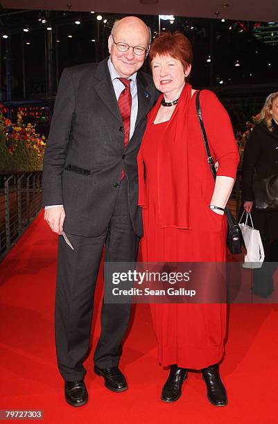 Walter Momper and Anne Momper attend the 'Happy-Go-Lucky' Premiere as part of the 58th Berlinale Film Festival at the Berlinale Palast on February...