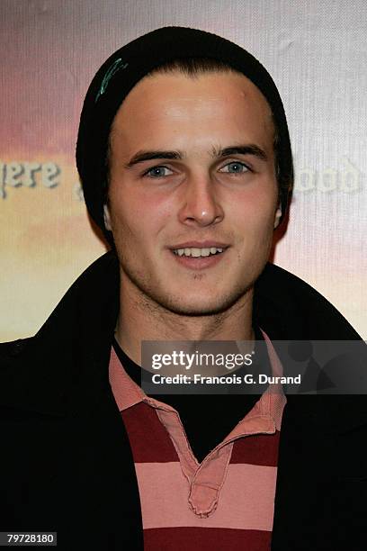 Actor Jonathan Demurger poses as he arrives to attend the premiere for Paul Thomas Anderson's new film 'There Will Be Blood' on February 12, 2008 in...