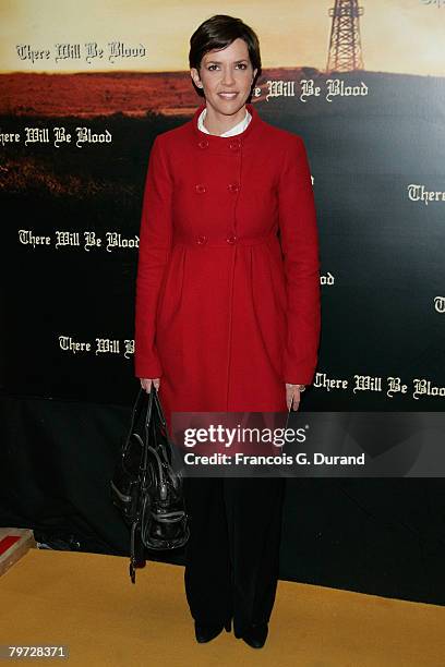 Nathalie Renouxl arrives at the premiere for Paul Thomas Anderson's new film 'There Will Be Blood' on February 12, 2008 in Paris, France.