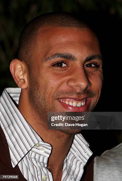 Footballer Anton Ferdinand arrives at the UK gala premiere of 'Rambo' at the Vue cinema, Leicester Square on February 12, 2008 in London, England.