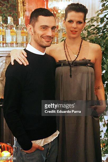 Model Bimba Bose and David Delfin attends Larios Fashion Calendar 2008 Presentation Party on February 12, 2008 at the Palkace Hotel in Madrid.
