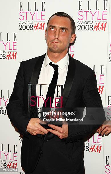 Richard Nicoll poses in the press room at this years Elle Style Awards 2008 at The Westway on February 12, 2008 in London, England.