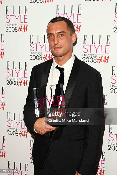 Richard Nicoll poses in the press room at this years Elle Style Awards 2008 at The Westway on February 12, 2008 in London, England.