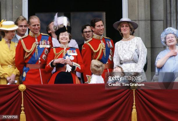 Members of the royal family on the balcony at Buckingham Palace for Trooping the Colour,