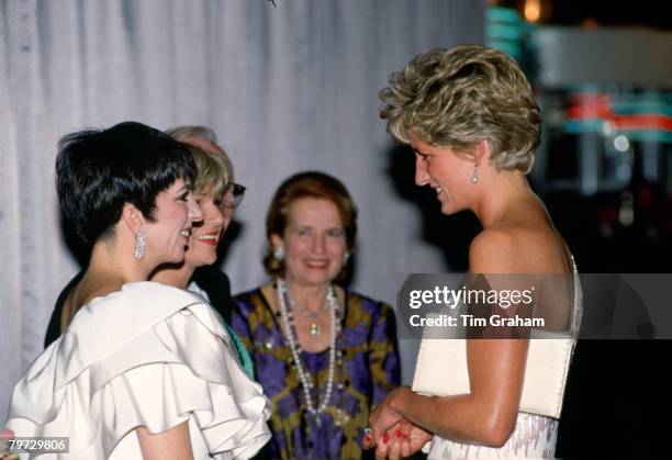 Diana, Princess of Wales attending the film premiere at the Empire cinema in Leicester Square of "Stepping Out" to raise funds for the Trust for Sick...