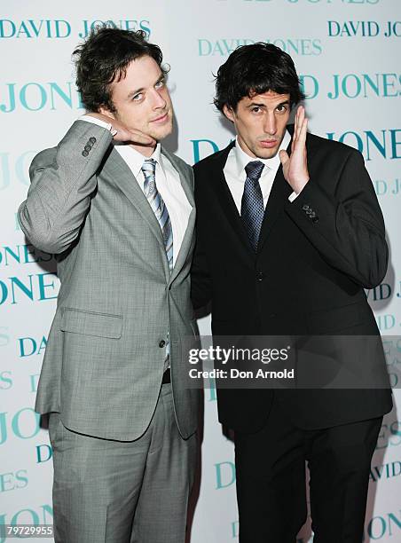 Entertainers Hamish Blake and Andy Lee arrive at the David Jones Winter 2008 Collection Launch "A Japanese Story" at the Royal Hall of Industries,...