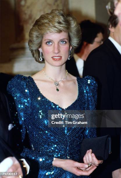 Princess Diana attends a gala at the Vienna Burgh Theatre during a visit to Austria