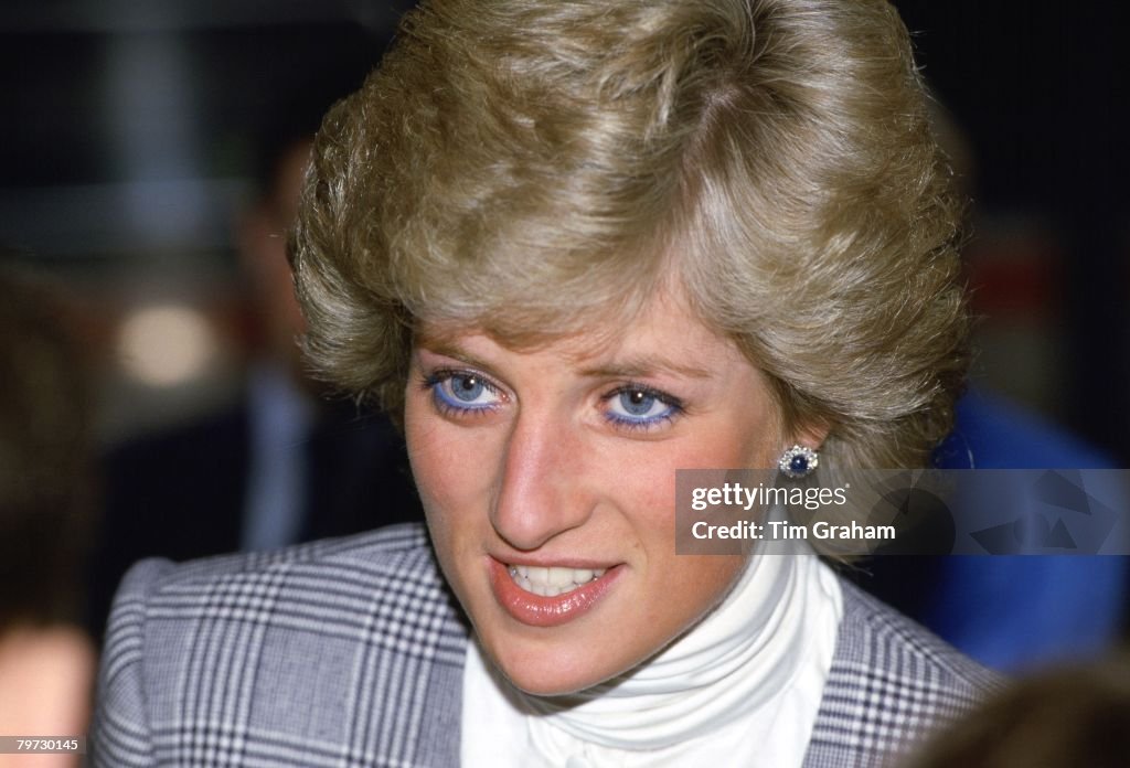 Diana Princess of Wales christening the train, 'The Red Cros