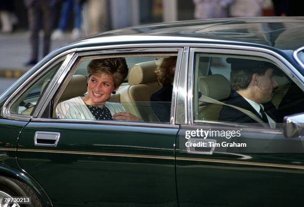 Princess Diana being chauffeured to an appointment in London