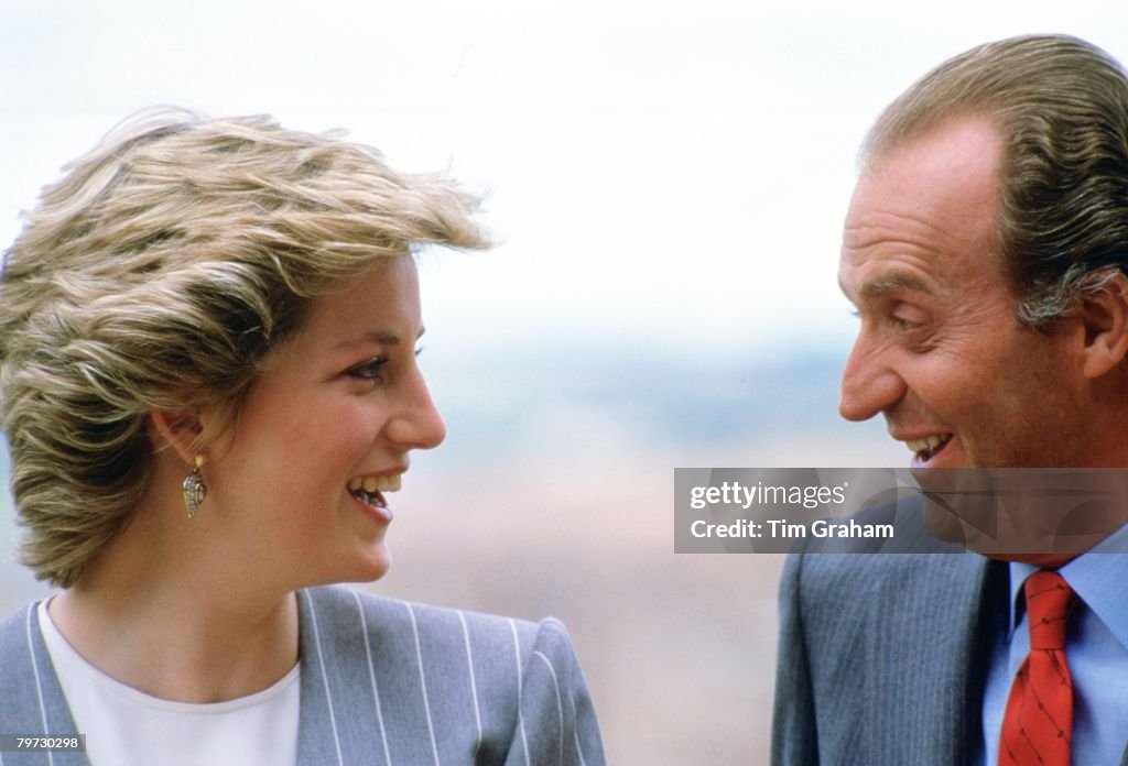 Princess Diana with King Juan Carlos during an official visi