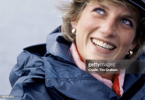 Princess Diana wearing a naval hat