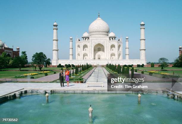 Diana Princess of Wales visits the Taj Mahal during an official tour of India