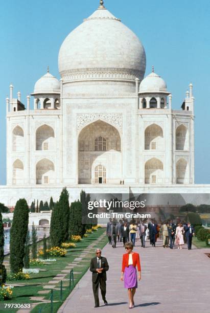 Diana Princess of Wales visits the Taj Mahal during an official tour of India