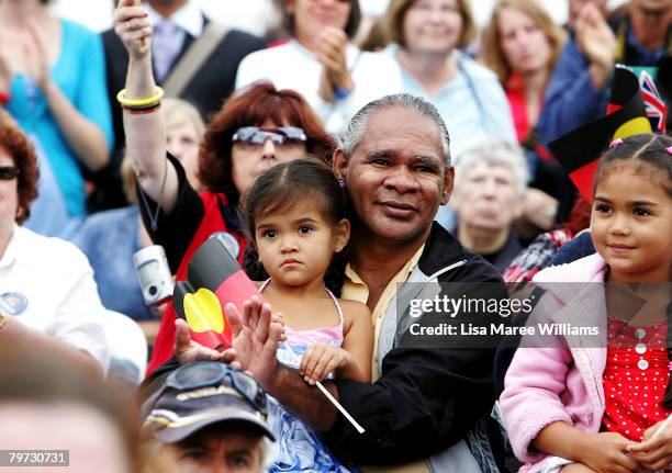 Thousands of people arrive on the Parliament lawns to hear Australian Prime Minister Kevin Rudd deliver an apology to the Aboriginal people for...