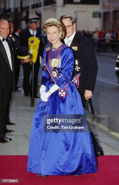 The Duke and Duchess of Gloucester arrive for The Amir of Kuwait banquet at Claridge's Hotel in London