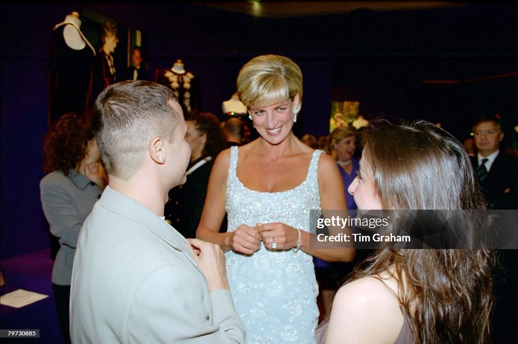 Diana, Princess of Wales, attending a private viewing of the