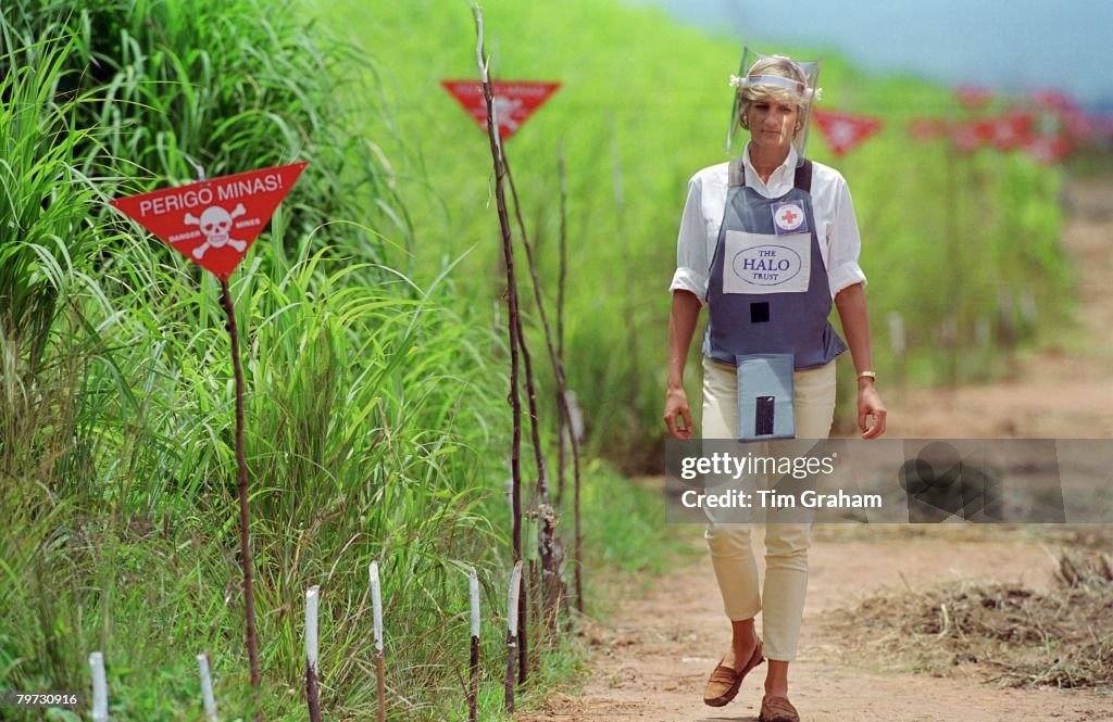 Diana, Princess of Wales wearing protective body armour and