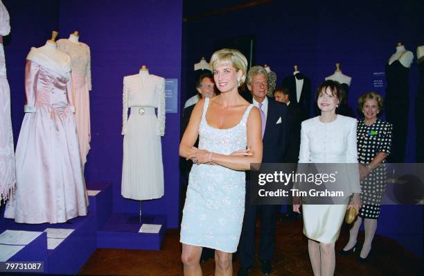 Diana, Princess of Wales at a private viewing and reception at Christies of the dresses for auction in aid of the Aids Crisis Trust and The Royal...