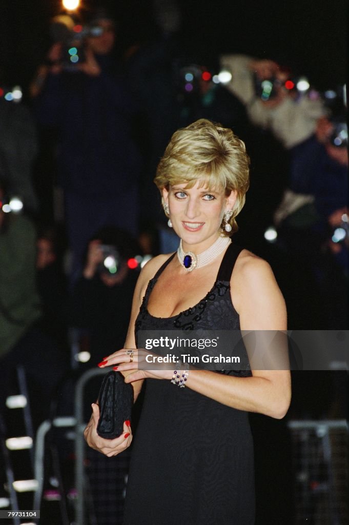 Diana, Princess of Wales attending a Gala evening in aid of