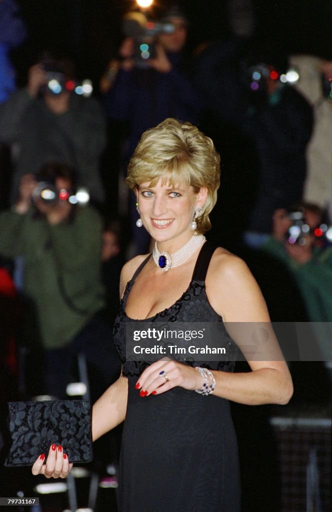 Diana, Princess of Wales attending a Gala evening in aid of