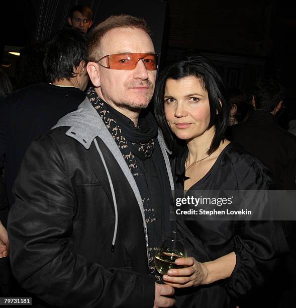 Singer Bono of U2 and wife Ali Hewson, founder of EDUN, attend the EDUN Fall/Winter 2008 Nocturne Collection Presentation at The Desmond Tutu Center...