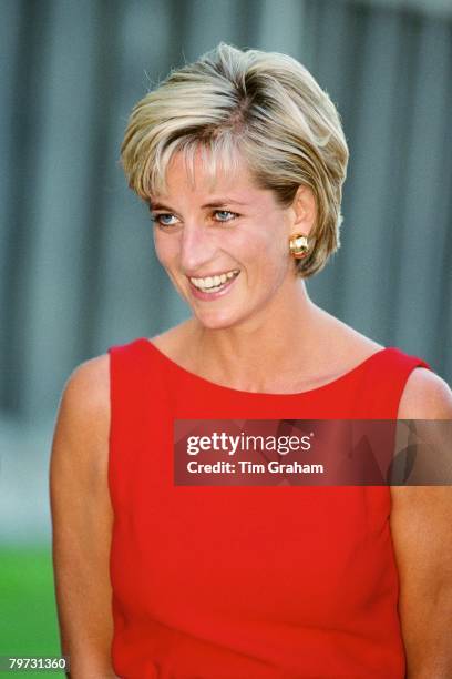 Diana, Princess of Wales at Northwick Park and St Mark's Hospital in Harrow, Middlesex, to lay the foundation stone for the new children's ambulatory...