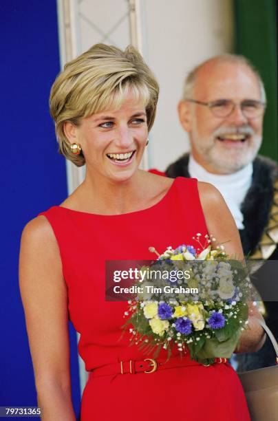 Diana, Princess of Wales at Northwick Park and St Mark's Hospital in Harrow, Middlesex, to lay the foundation stone for the new children's ambulatory...