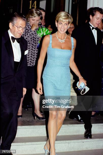 Diana, Princess of Wales as Patron of the English National Ballet, attends their Royal Gala performance of 'Swan Lake' at London's Royal Albert Hall,...