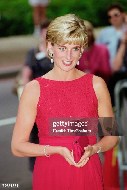 Diana, Princess of Wales attends a fund raising gala dinner for the American Red Cross in Washington, Diana is wearing a dress designed by Jacques...