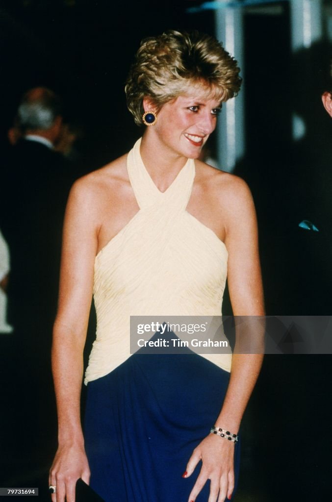 Diana, Princess of Wales attends the premiere of 'Far and Aw