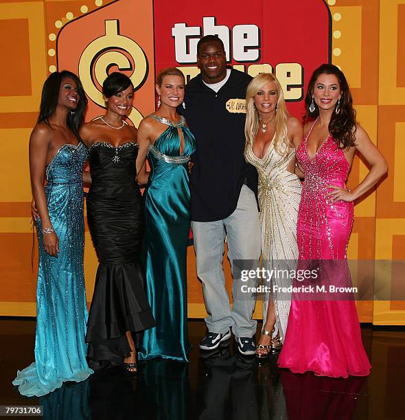 The Price is Right" models Lanisha Cole, Tamiko Nash, Rachel Reynolds, New York Jets football player D' Brickashaw Ferguson, Gabrielle Tuite and...