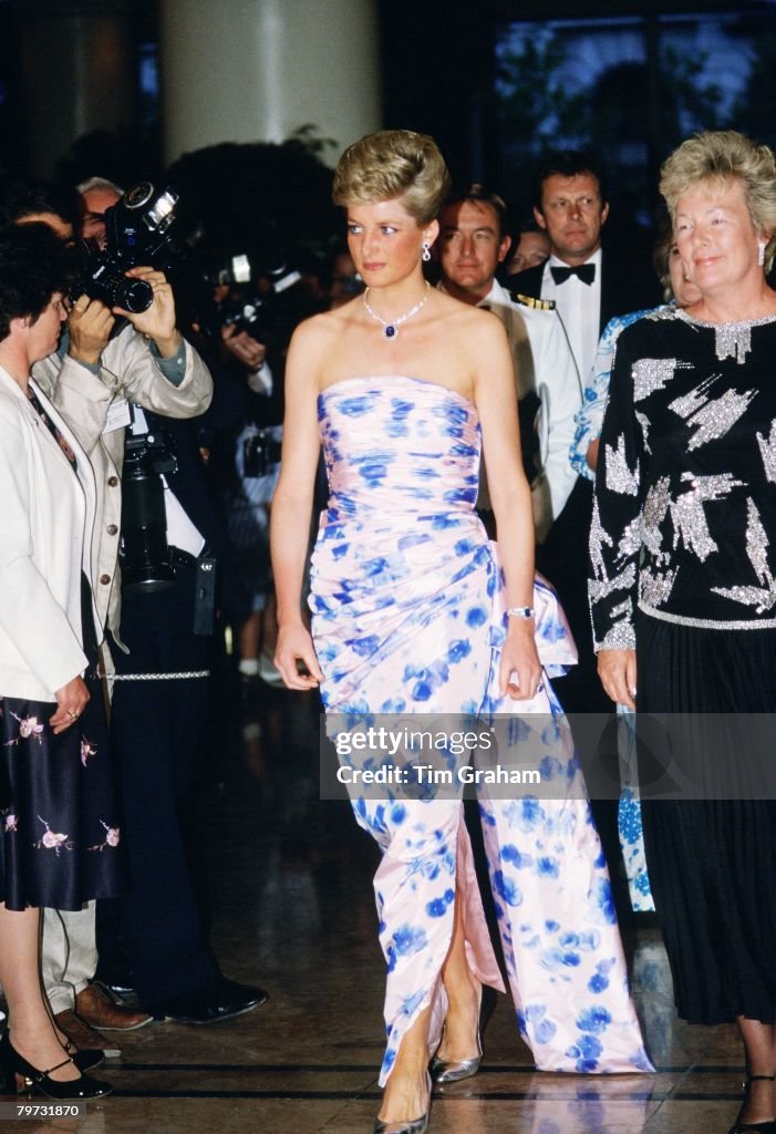 Diana, Princess of Wales at a bicentennial dinner-dance in M