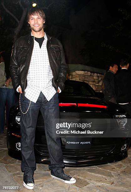 Actor Justin Bruening attends the premiere of NBC's "Knight Rider" at the Playboy Mansion February 12, 2008 in Los Angeles, California.