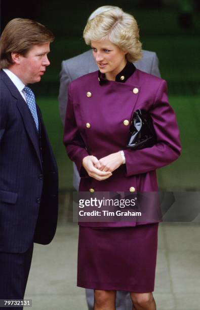 Diana, Princess of Wales with bodyguard Ken Wharfe in St Albans