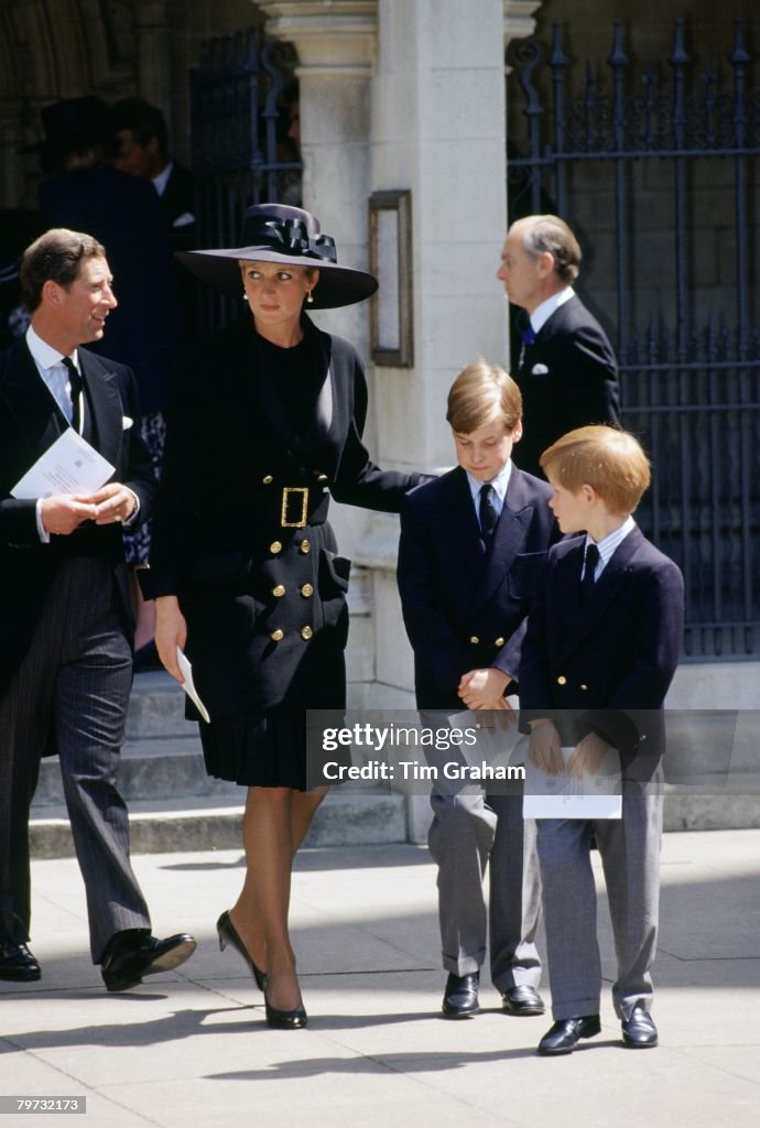 Prince Charles, Prince of Wales accompanies Diana, Princess