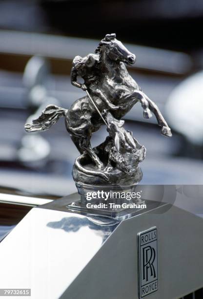 Queen Elizabeth II's St,George and the Dragon mascot on her Rolls Royce car, Circa 1990s