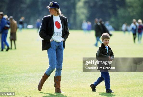 Prince William with his mother Diana, Princess of Wales at G Prince William with his mother Diana, Princess of Wales at G