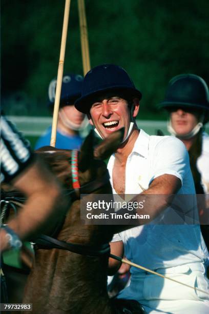 Prince Charles, Prince of Wales, playing polo in Deauville, France