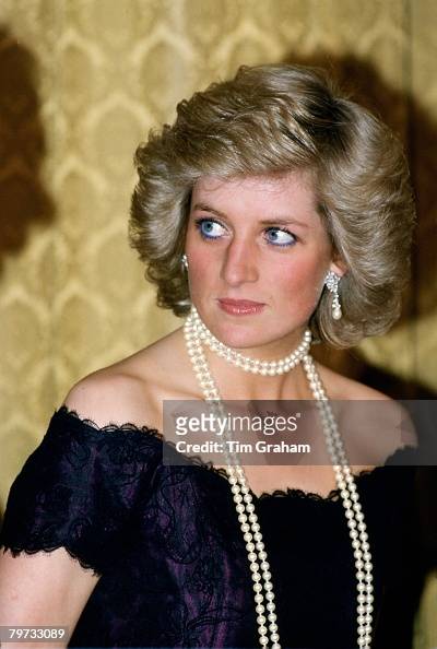 Diana, Princess of Wales at the Hotel de Ville in Hamburg wearing a ...