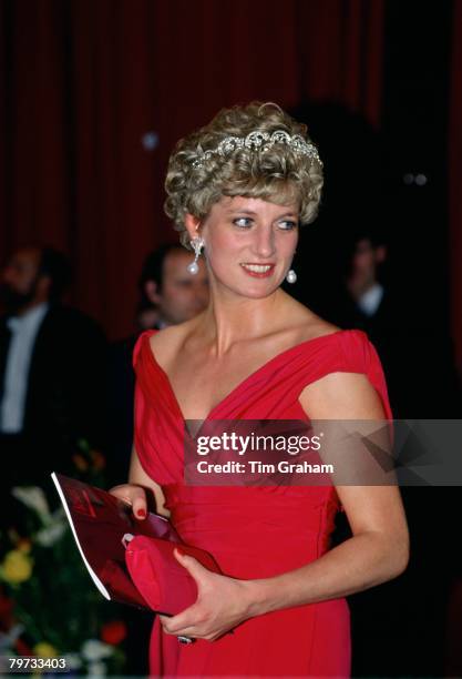 Diana, Princess of Wales attending the English National Ballet gala performance in Budapest, She is wearing the Spencer family tiara