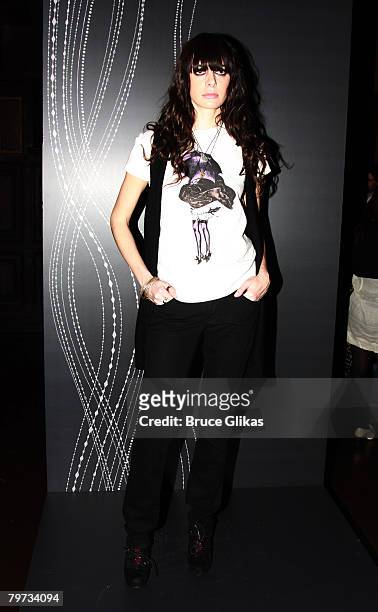 Model poses at The EDUN Fall/Winter 2008 Nocturne Collection Presentation at The Desmond Tutu Center on February 12, 2008 in New York City.