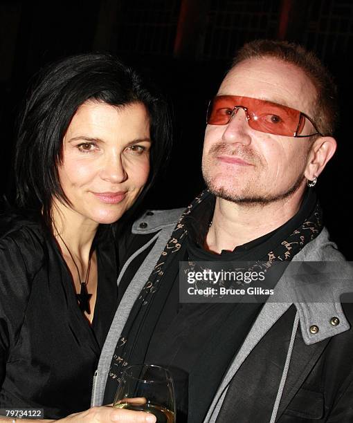Designer Ali Hewson and husband Singer Bono of U2 poses at The EDUN Fall/Winter 2008 Nocturne Collection Presentation at The Desmond Tutu Center on...